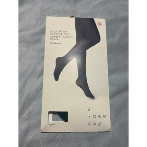 Women's 50d High Waist Opaque Pantyhose A New Day Black 1x 2x